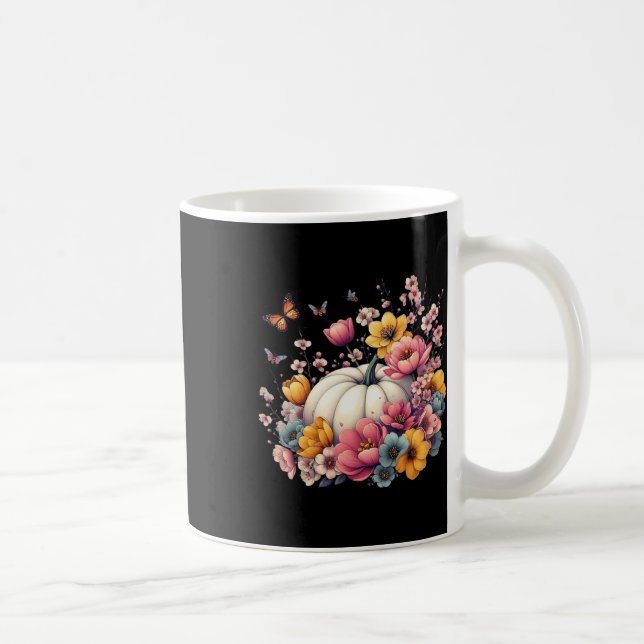 Tacksägelsedags Pumpa Blommor Höst Autumn Högtid  Kaffemugg (Höger)