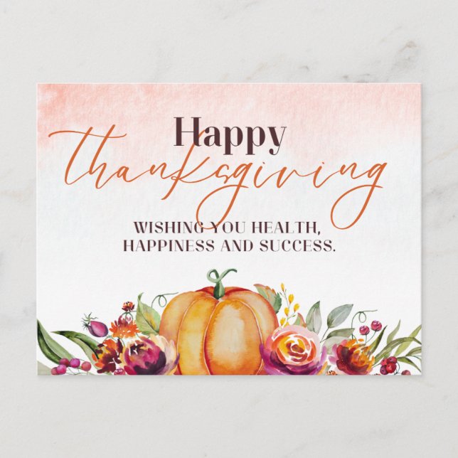 Tacksägelsedags Pumpa & Höst Vykort (Framsida)