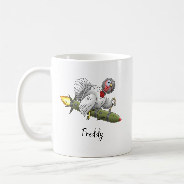 Tacksägelsedags Raket Kalkon Kaffemugg (Vänster)