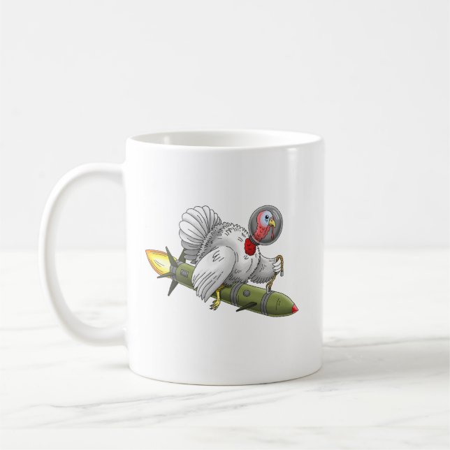 Tacksägelsedags Raket Kalkon Kaffemugg (Vänster)