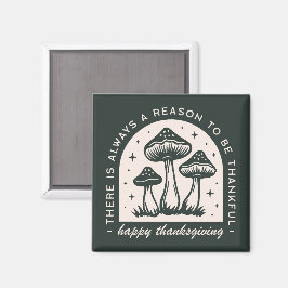 Tacksägelsedags svamp skog grön cottagecore magnet