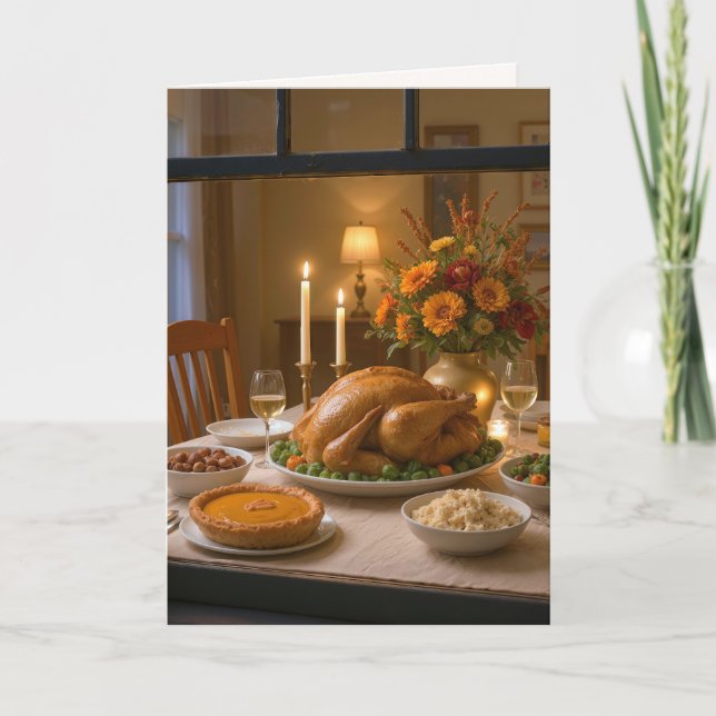 Tacksägelsedags Turk-Feast I Fönster Helgkort (Framsida)