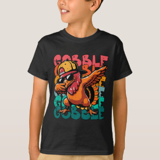 Tacksägelsedags Turkos Dab Gobble Rolig Småpojke  T Shirt