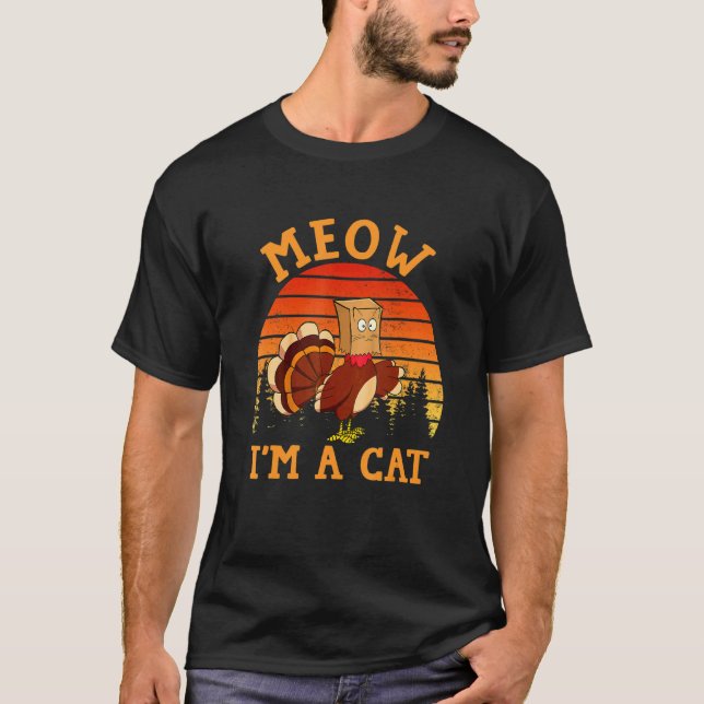Tacksägelsedags Turkos Falsk Katt Retro T Shirt (Framsida)