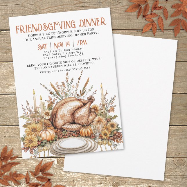 Tacksägelsedags Vännergeratt Middag Inbjudningar (Thanksgiving Friendsgiving Dinner Invitation)