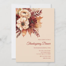 Tacksägelsedags-Vattenfärg Höstblommor-Kräm och Rö