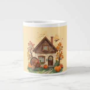 Tacksägelsedagslycka och det lantliga hemmet jumbo mugg