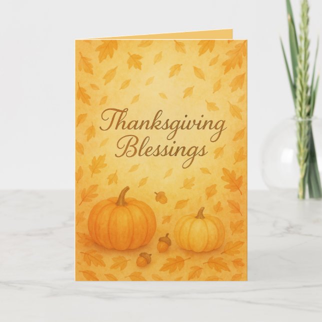 Tacksägelsekort för Thanksgiving – mysig höstakvar Kort (Framsida)