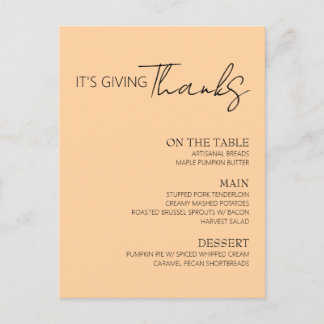 Tacksägelsemeny Inbjudan Vykort