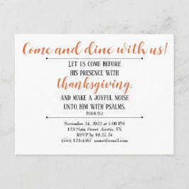 Tacksägelsemiddagsinbjudan Skrift Vykort