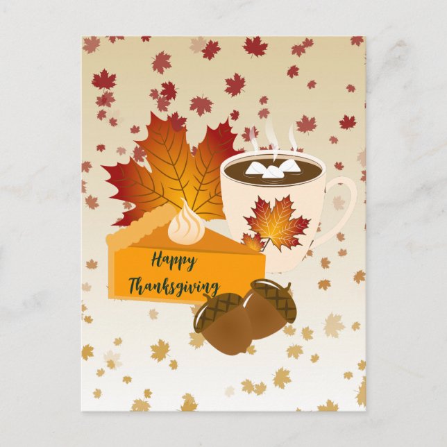 Tacksägelsemiddagsmat Pumpapaj Varm choklad Vykort (Framsida)