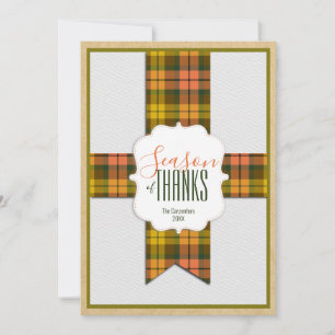 Tacksägelsens årstid Fallrutig band Thanksgiving Kort