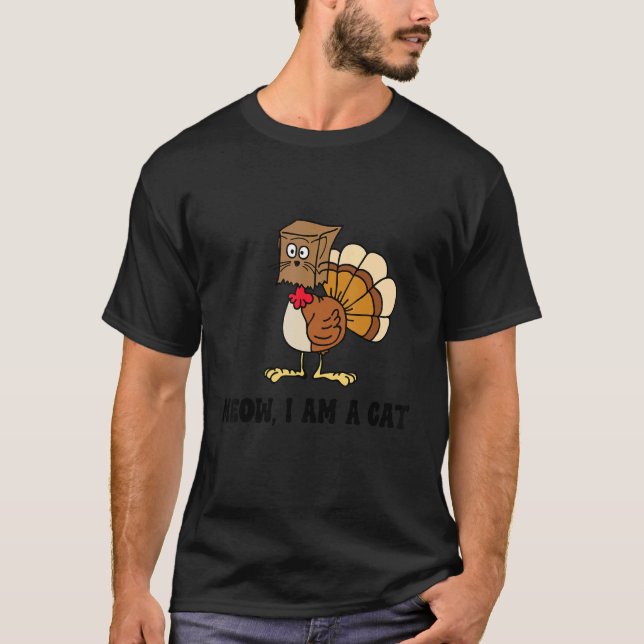Tacksägelseskatt  Falsk katt jamar Tacksägelseskat T Shirt (Framsida)