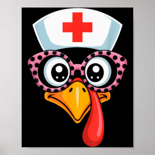 Tacksägelseskrubb Roligt Turkansikte Sjuksköterska Poster