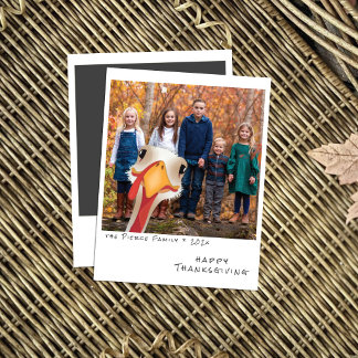 Tacksägelsesturkey Fotobomb Familjefoto Julkort