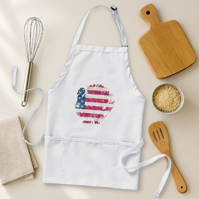 Tacksägelsesturkey Med Amerikansk Flagga Förkläde (Skapare uppladdad)
