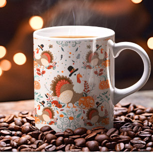 Tacksägelseturkosmönster för hösten kaffemugg