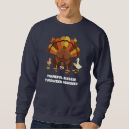 TACKSAM BLESSAD TURDUCKEN BESATT Thanksgiving Lång Ärmad Tröja