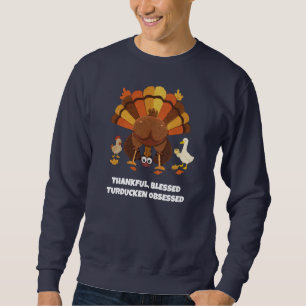TACKSAM BLESSAD TURDUCKEN BESATT Thanksgiving Lång Ärmad Tröja