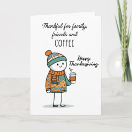 Tacksam Doodle med Kaffe - Glad Thanksgiving Kort