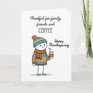 Tacksam Doodle med Kaffe - Glad Thanksgiving Kort