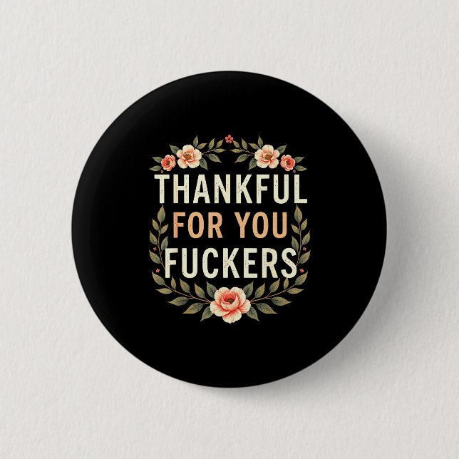 Tacksam För Dig Förers Rolig Retro Tacksgiving M Knapp (Framsida)