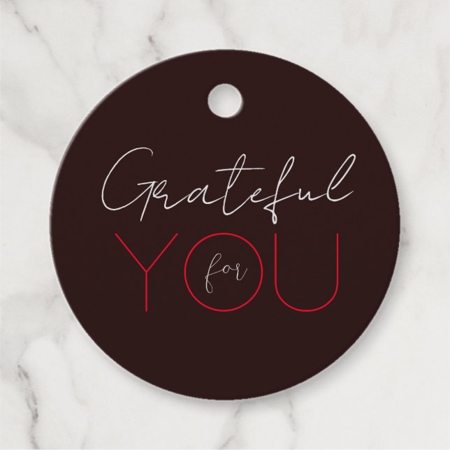 "Tacksam för dig" Mörkbrun presenttagg Gåvor Etiketter (Framsida)