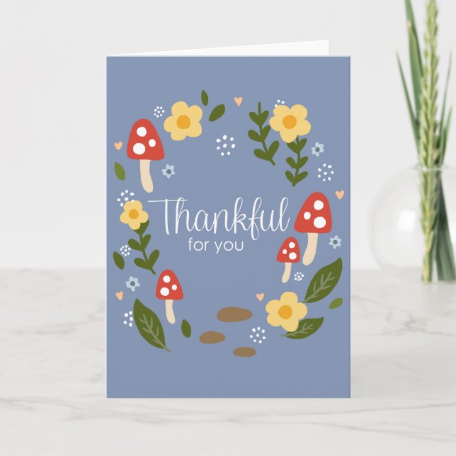 Tacksam för dig Svampkrans Thanksgiving Kort (Framsida)