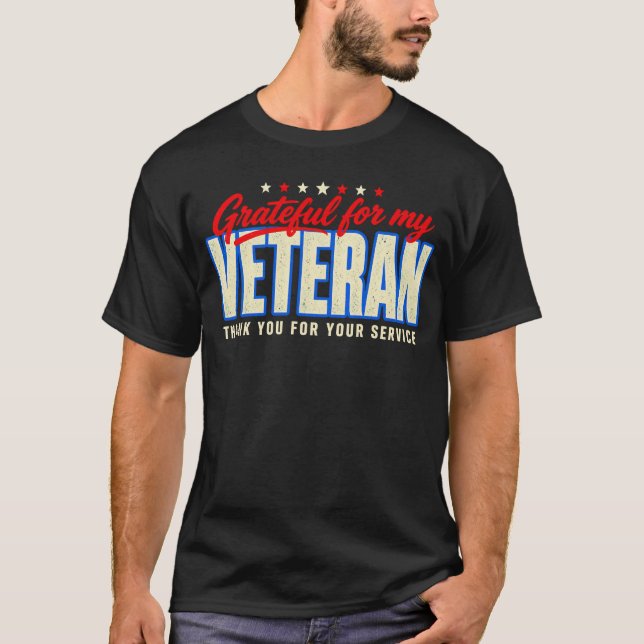 Tacksam För Min Veteran T-Shirt (Framsida)