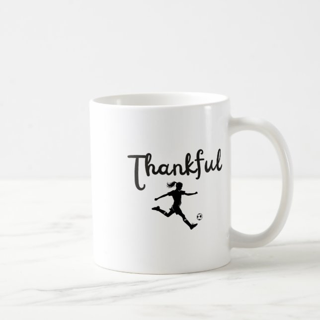 Tacksam fotbollsspelare flicka Thanksgiving Footll Kaffemugg (Höger)