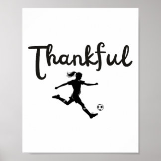 Tacksam fotbollsspelare flicka Thanksgiving Footll Poster