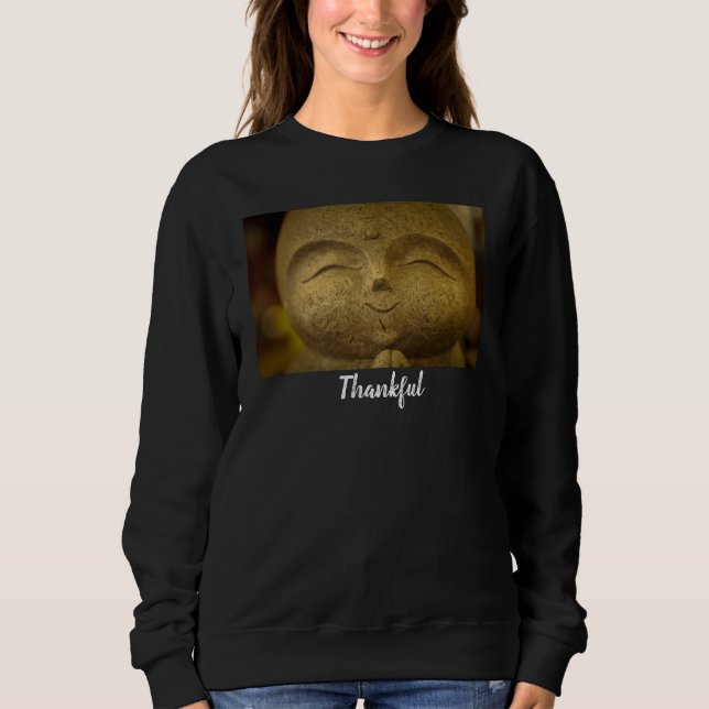 Tacksam Glad Leende Buddha T Shirt (Framsida)