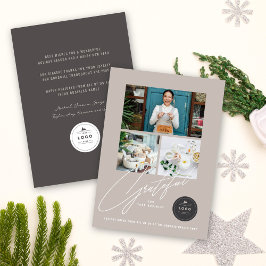 Tacksam handskriftsskript 3 Photo Snyggt Business Julkort