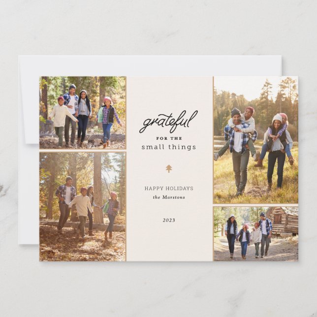 Tacksam högtid 4 Bild Fotokort Julkort (Framsida)