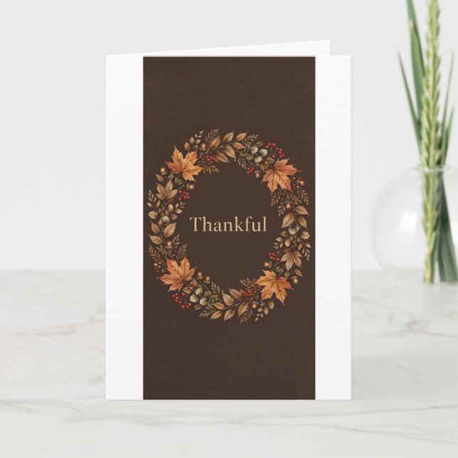 Tacksam höstkrans Thanksgiving-kort Kort (Framsida)