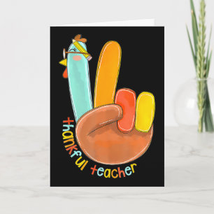 Tacksam lärare Rolig Thanksgiving Fred Hand Signal Kort