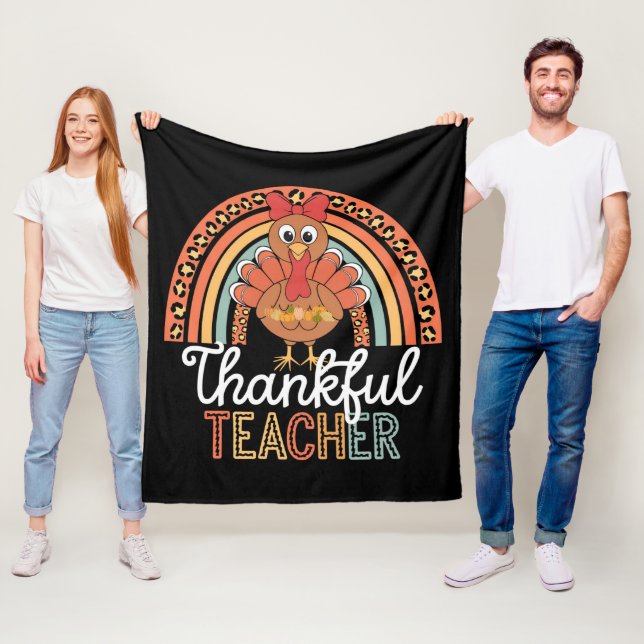 Tacksam lärare välsignad Thanksgiving skola Fleecefilt (På plats)