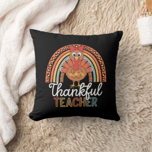 Tacksam lärare välsignad Thanksgiving skola Kudde
