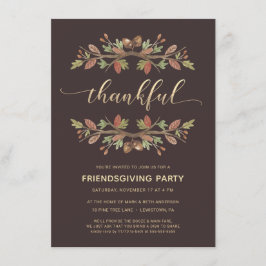 TACKSAM LÖVVERK FÖR FRIENDSGIVING-MIDDAGINBJUDAN INBJUDNINGAR