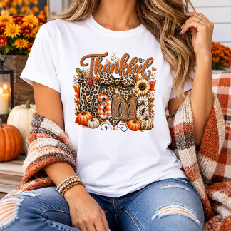 Tacksam Mama Leopardtryck Thanksgiving T Shirt