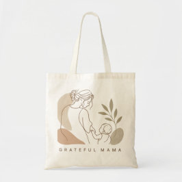 Tacksam Mama Minimalist Boho Mor och Bebis Linje Tygkasse