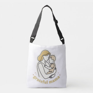 Tacksam Mama Minimalist Linje Konst Mor och Bebis Axelväska