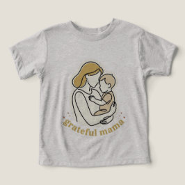 Tacksam Mama Minimalist Linje Konst Mor och Bebis T Shirt
