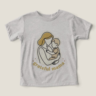 Tacksam Mama Minimalist Linje Konst Mor och Bebis T Shirt
