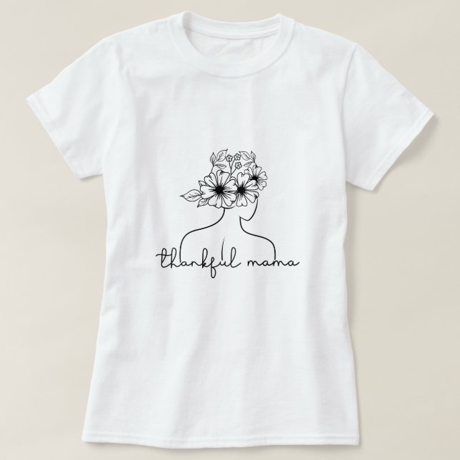 Tacksam Mama Typografi T Shirt (Design framsida)