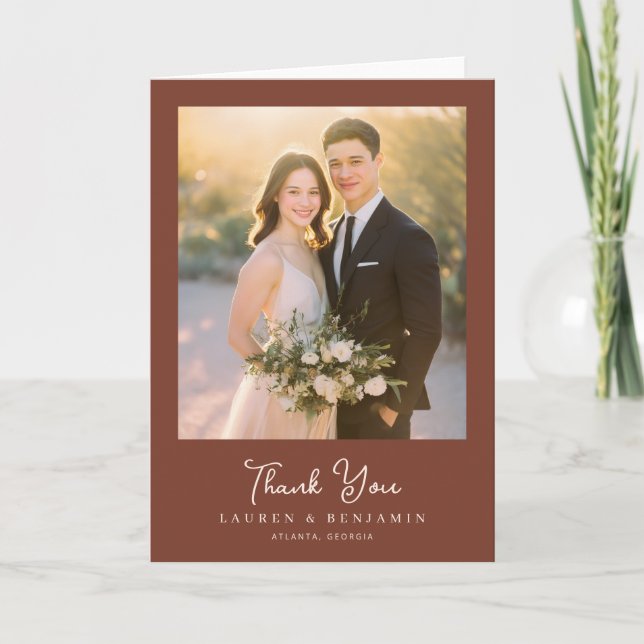 Tacksam Maroon Elegant Foto Tack Kort (Framsida)