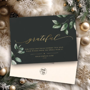 tacksam Modern kalligrafi Eucalyptus Guld Logoty Julkort