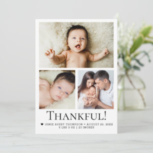 Tacksam! Moderna tre bilder baby Tack Kort