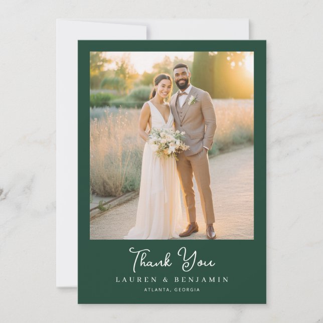 Tacksam Mörkgrön Foto Tack Kort (Framsida)