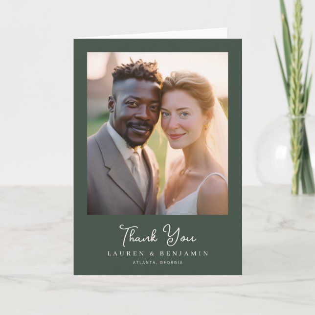 Tacksam Mörkgrön Foto Tack Kort (Framsida)